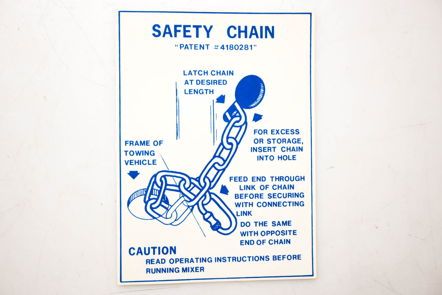 Stone 4180281, ST4180281 Safety Chain Caution Decal NOS