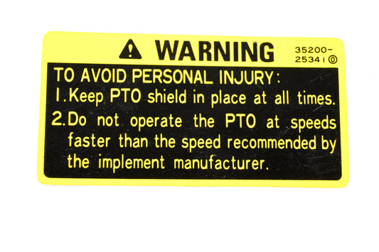 Kubota 35200-25341 Warning Personal Injury Decal NOS