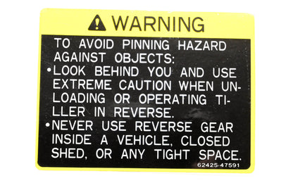 Kubota 62425-47591 Warning Pinning Hazard Decal NOS