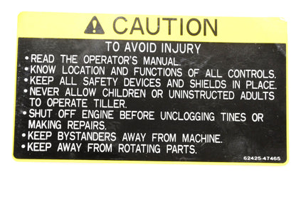 Kubota 62425-47465 Caution Avoid Injury Decal NOS