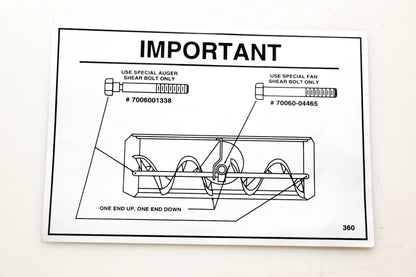 Kubota 70060-04467 Auger Position Label NOS