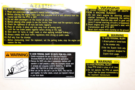 Kubota 32430-99900 Warning Label Kit NOS