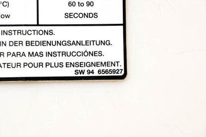 Bobcat SW 94 6565927, 6565927 Key Switch Preheat Position Decal NOS