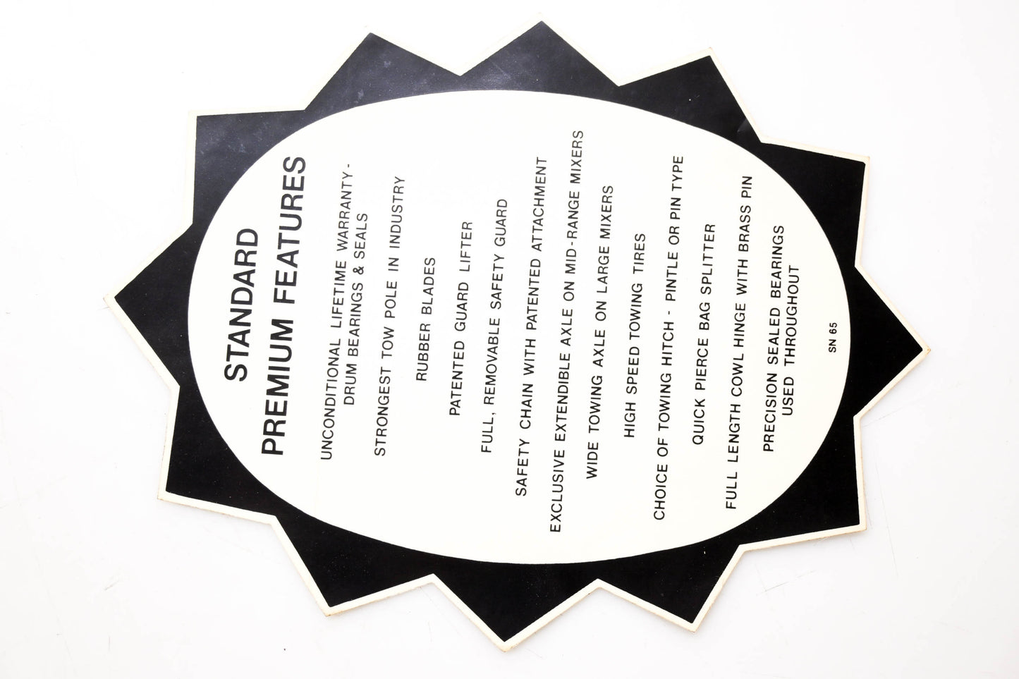 Stone SN-65 Standard Premium Features Decal NOS