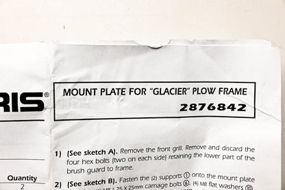 New OEM Polaris 2876842 Mount Plate Kit NOS