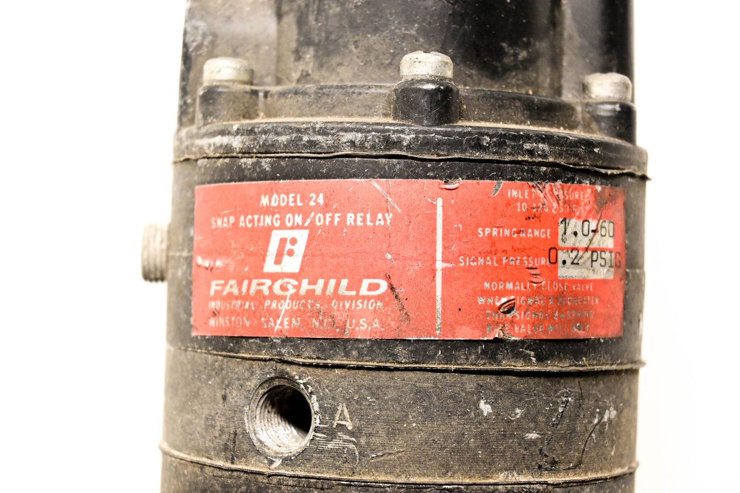Fairchild 24 Model 24 Snap Acting On Off Relay 10-120 PSIG Spring Range 1.0-60 PSIG