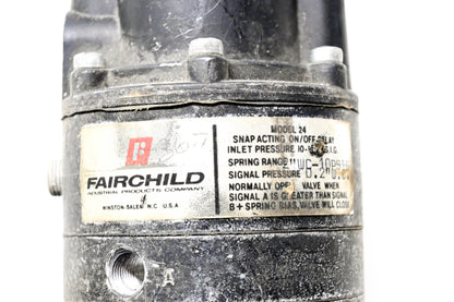 Fairchild 24 Model 24 Snap Acting On Off Relay 10-120 PSIG Spring Range WC-10 PSIG