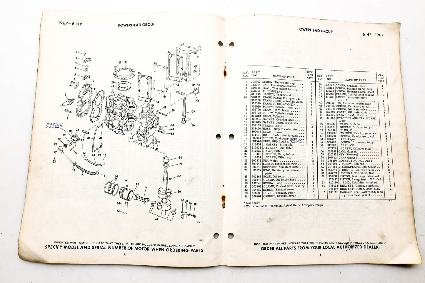 OMC 4393, 278871 Evinrude 1967 Parts Catalog Fisherman