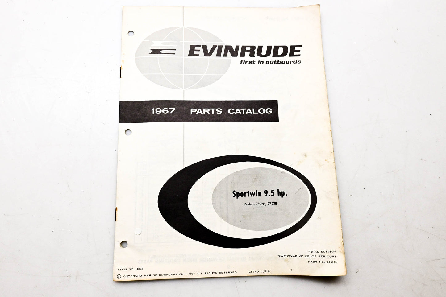 OMC 4394, 278872 Evinrude 1967 Parts Catalog Sportwin