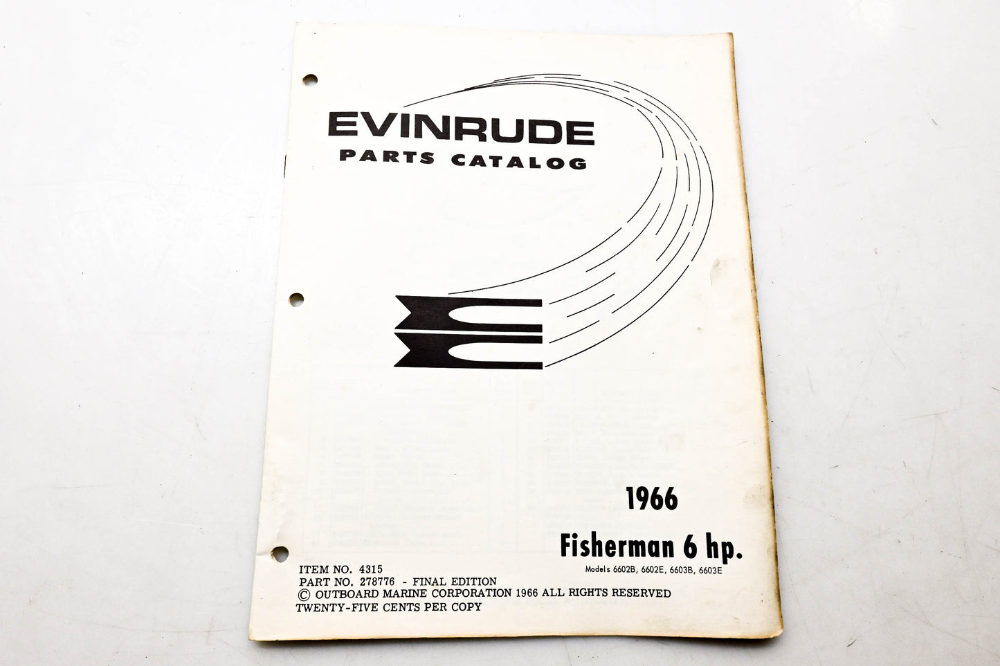 OMC 4315, 278776 Evinrude Parts Catalog 1966 Fisherman