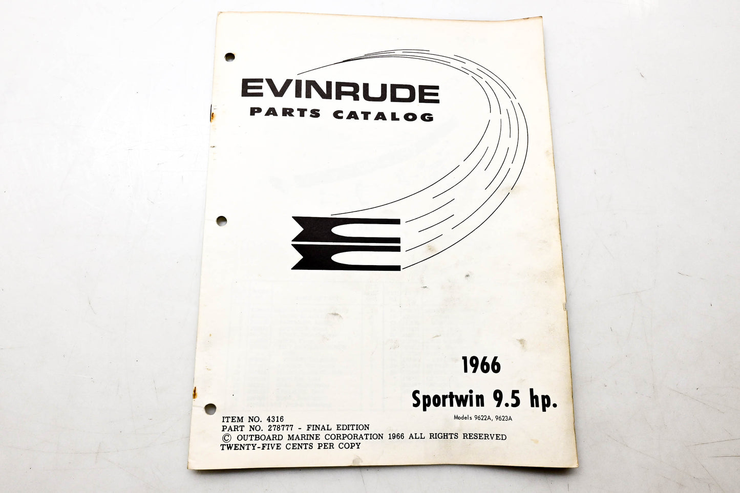 OMC 4316, 278777 Evinrude Parts Catalog 1966 Sportwin