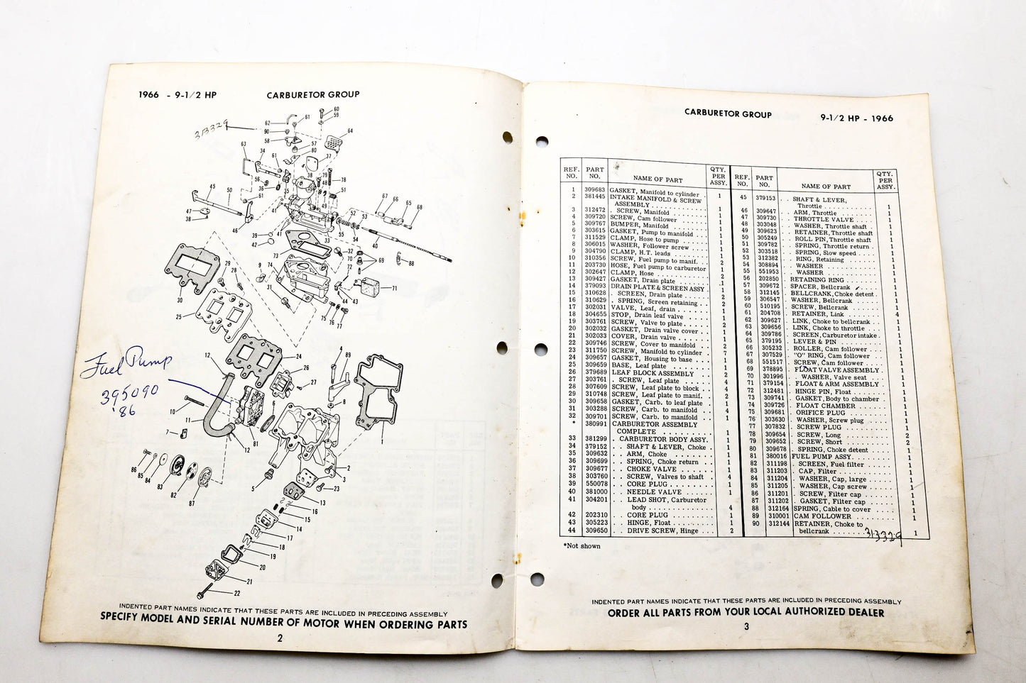 OMC 4316, 278777 Evinrude Parts Catalog 1966 Sportwin
