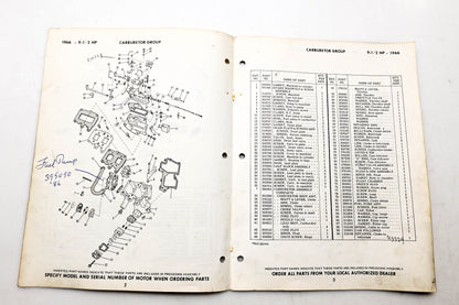 OMC 4316, 278777 Evinrude Parts Catalog 1966 Sportwin