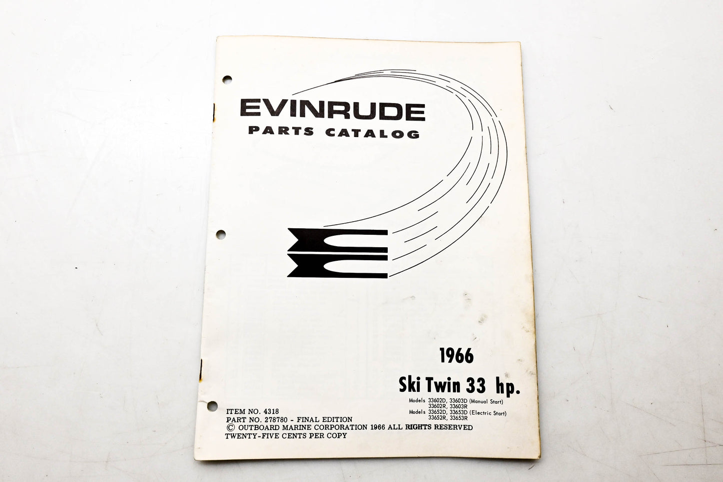 OMC 4318, 278780 Evinrude Parts Catalog 1966 Ski Twin