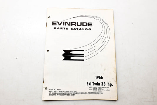 OMC 4318, 278780 Evinrude Parts Catalog 1966 Ski Twin