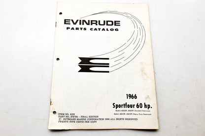 OMC 4321, 278784 Evinrude Parts Catalog 1966 Sportfour