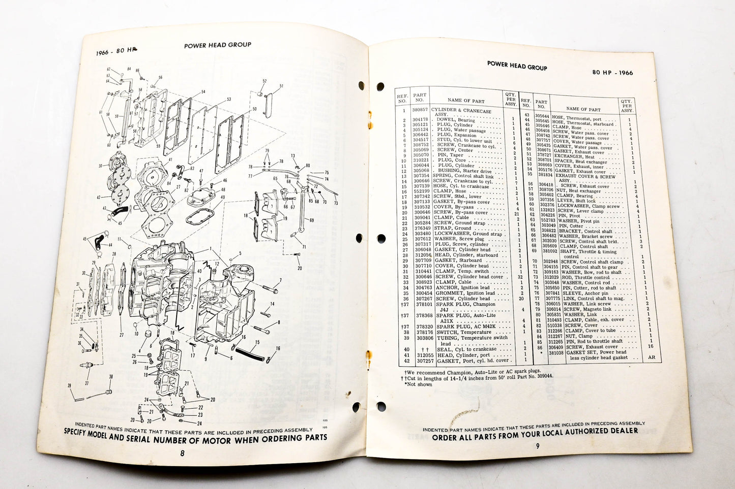 OMC 4322, 278785 Evinrude Parts Catalog 1966 Speedifour