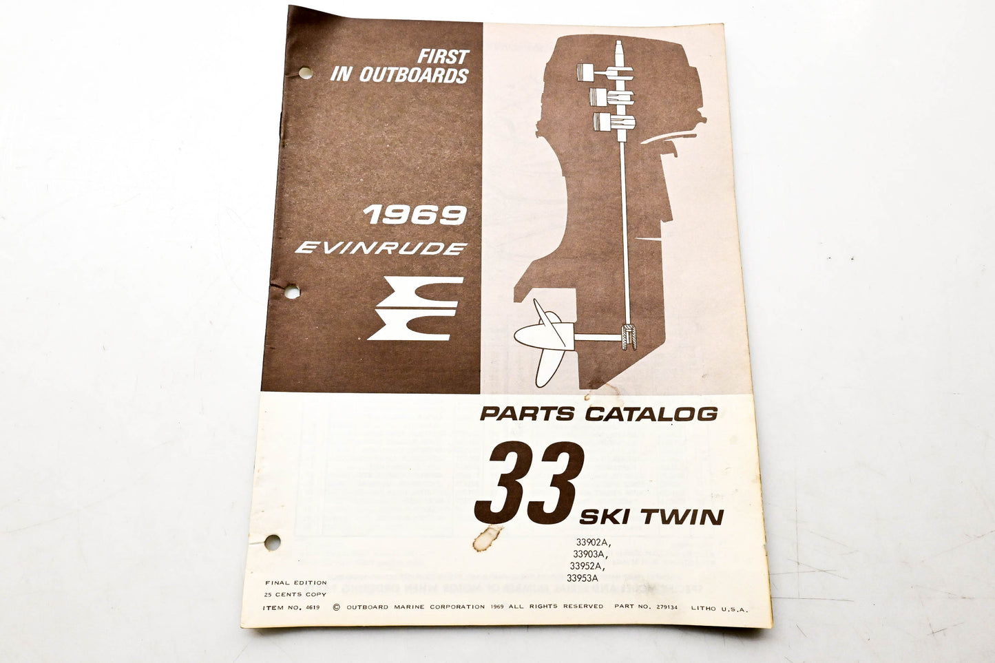 OMC 4619, 279134 Evinrude Parts Catalog 1969 Ski Twin