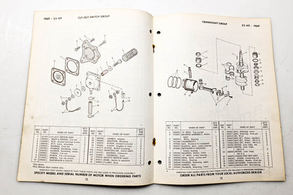 OMC 4619, 279134 Evinrude Parts Catalog 1969 Ski Twin
