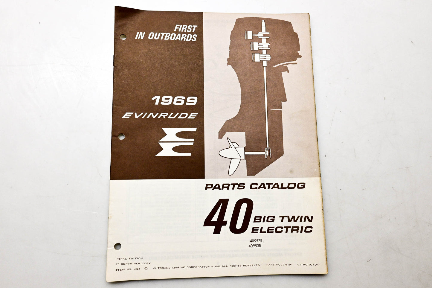 OMC 4621, 279136 Evinrude Parts Catalog 1969 Big Twin Electric