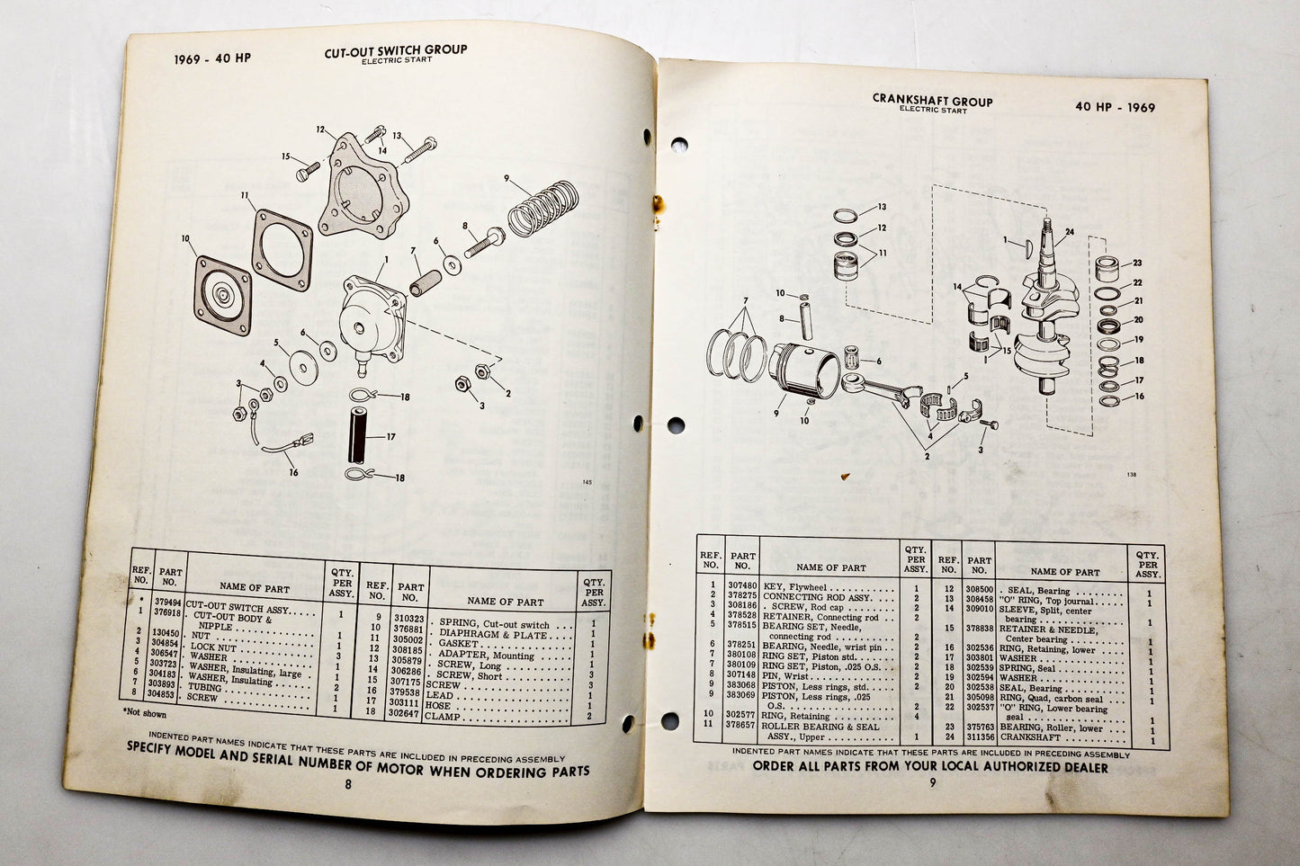 OMC 4621, 279136 Evinrude Parts Catalog 1969 Big Twin Electric
