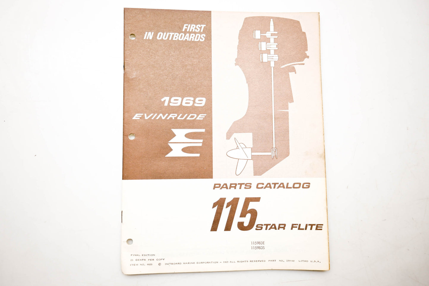 OMC 4625, 279140 Evinrude Parts Catalog 1969 115 Star Flite