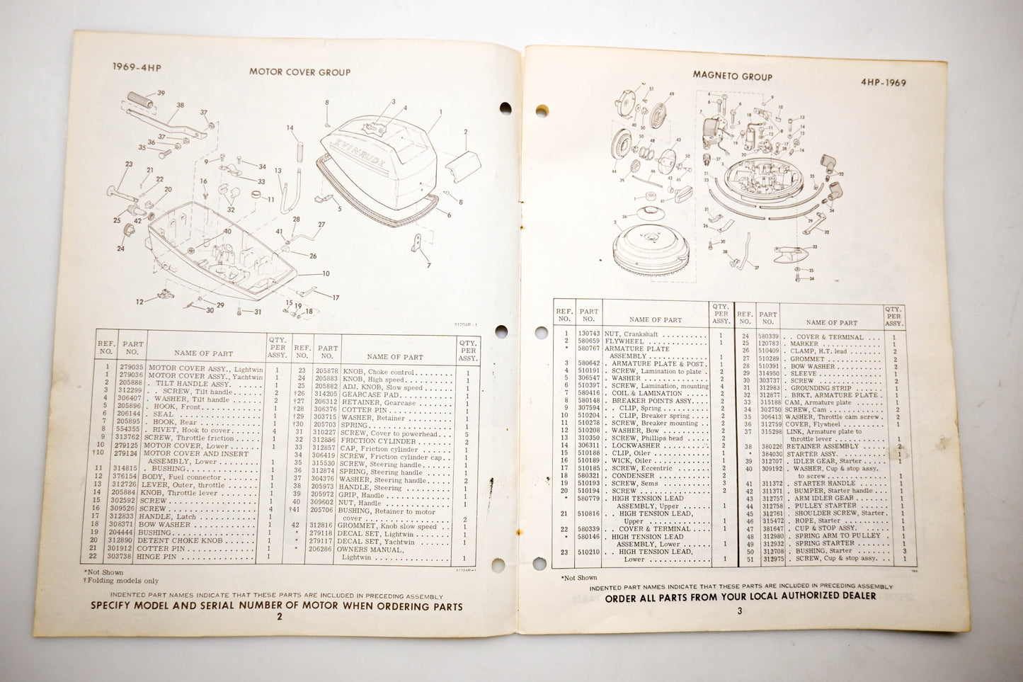 OMC 4614, 279129 Evinrude Parts Catalog 1969 Lightwin Yachtwin