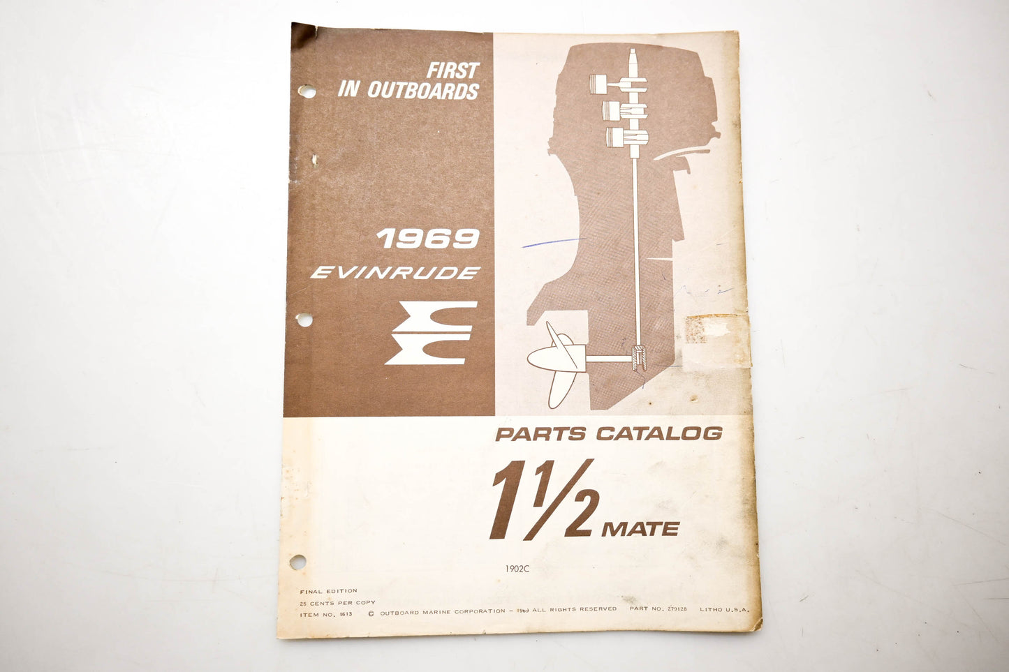 OMC 4613, 279128 Evinrude Parts Catalog 1969 1 1/2 Mate