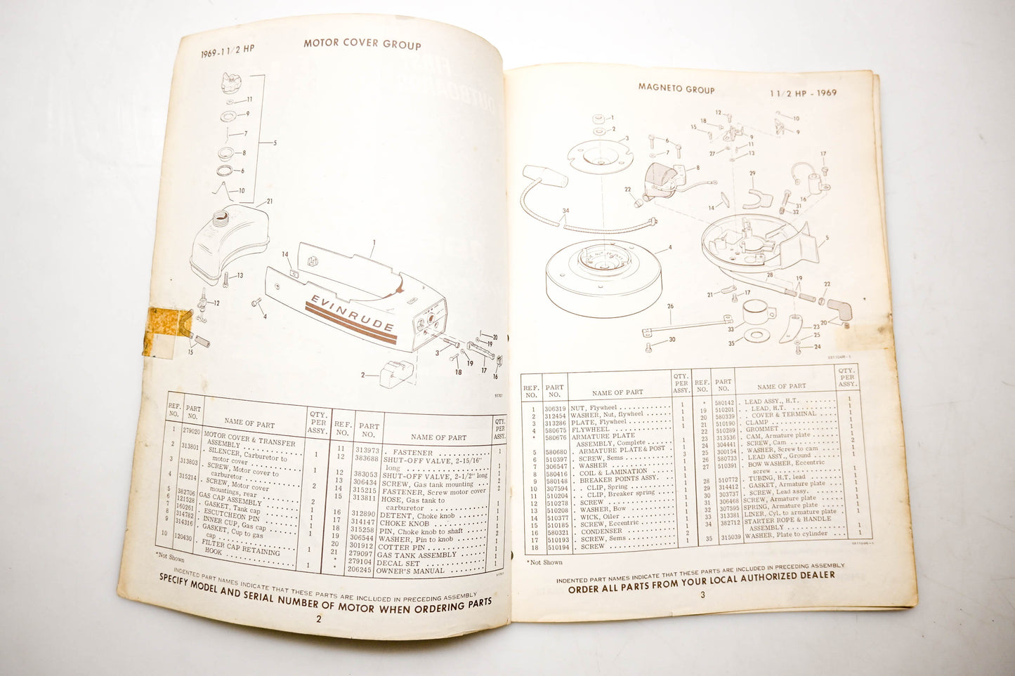 OMC 4613, 279128 Evinrude Parts Catalog 1969 1 1/2 Mate