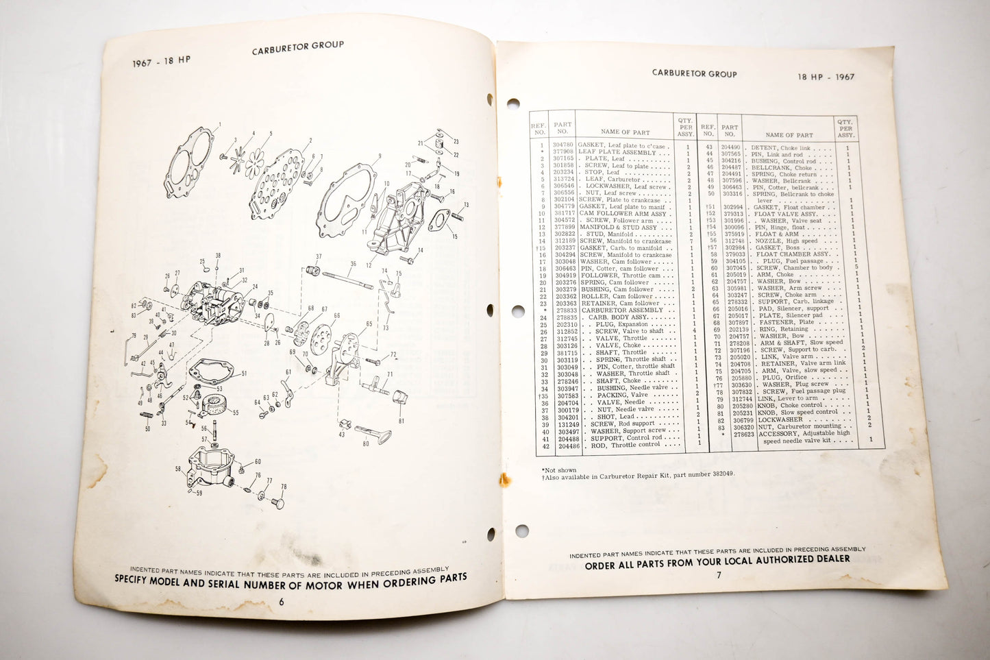 OMC 4395, 278874 Evinrude Parts Catalog 1967 Fastwin