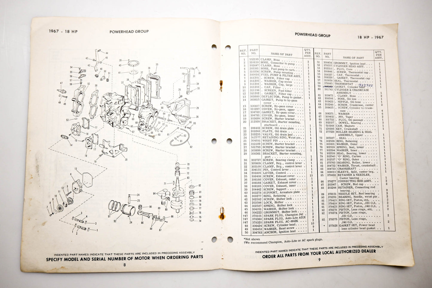 OMC 4395, 278874 Evinrude Parts Catalog 1967 Fastwin