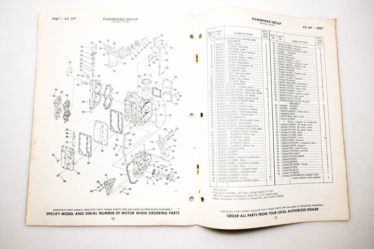 OMC 4397, 278876 Evinrude Parts Catalog 1967 Big Twin Manual Start