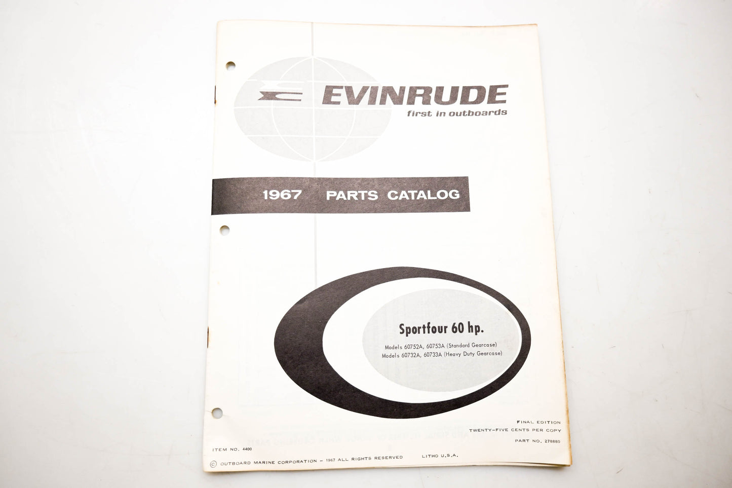 OMC 4400, 278880 Evinrude Parts Catalog 1967 Sportfour