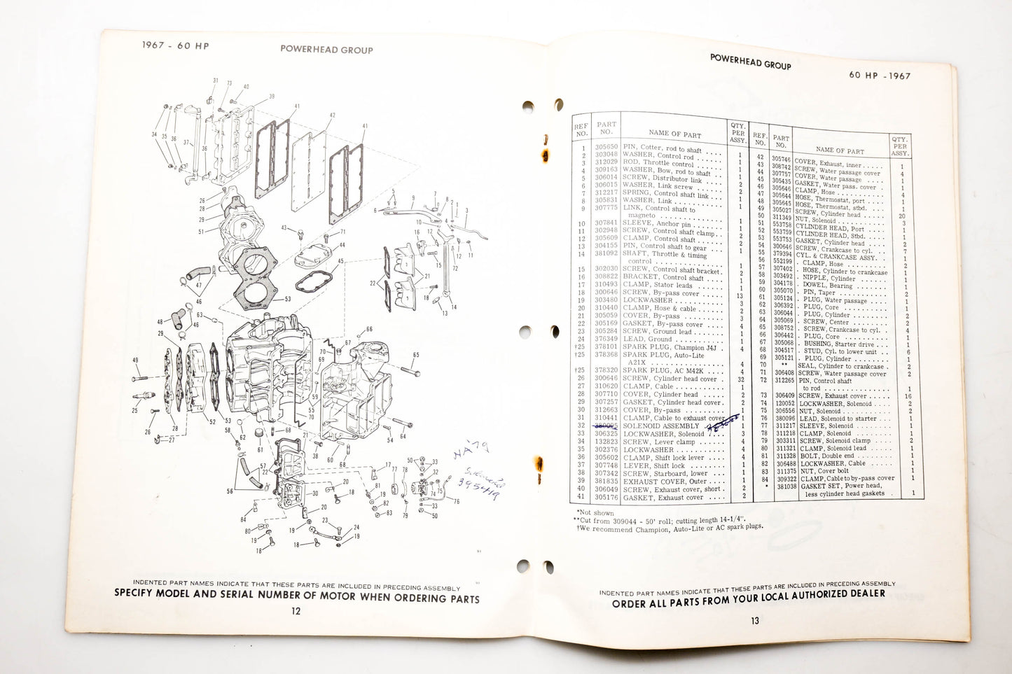 OMC 4400, 278880 Evinrude Parts Catalog 1967 Sportfour