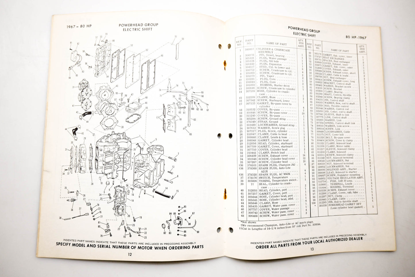 OMC 4402, 278882 Evinrude Parts Catalog 1967 Starflite 80hp