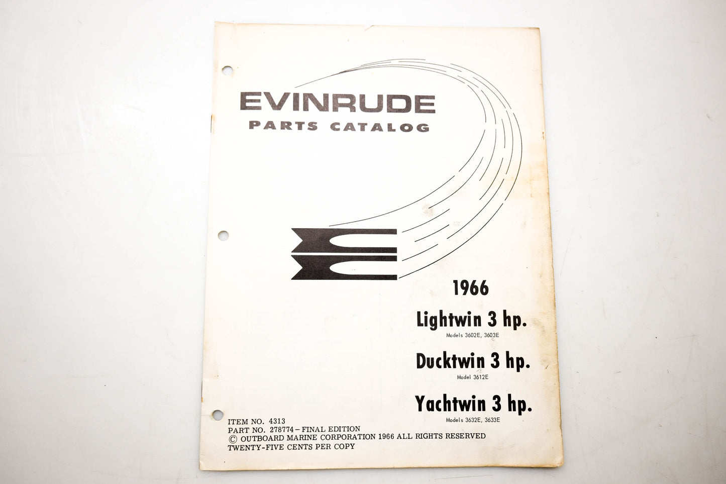 OMC 4313, 278774 Evinrude Parts Catalog 1966 Lightwin Ducktwin Yachtwin