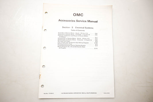OMC 174156-2 Accessories Service Manual Section 2 Electrical Systems