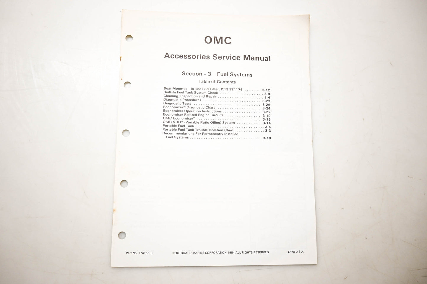 OMC 174156-3 Accessories Service Manual Section 3 Fuel Systems