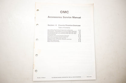 OMC 174156-4 Accessories Service Manual Section 4 Counter Rotation Gearcase