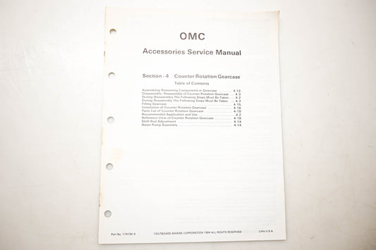 OMC 174156-4 Accessories Service Manual Section 4 Counter Rotation Gearcase