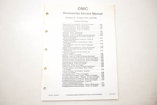 OMC 174156-6 Accessories Service Manual Section 6 Power Trim & Tilt