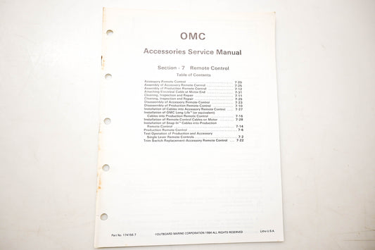 OMC 174156-7 Accessories Service Manual Section 7 Remote Control