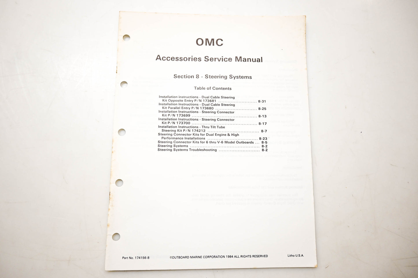 OMC 174156-8 Accessories Service Manual Section 8
