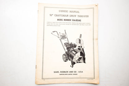 Sears, Roebuck and Co. 1368 Owners Manual 18" Craftsman Snow Thrower