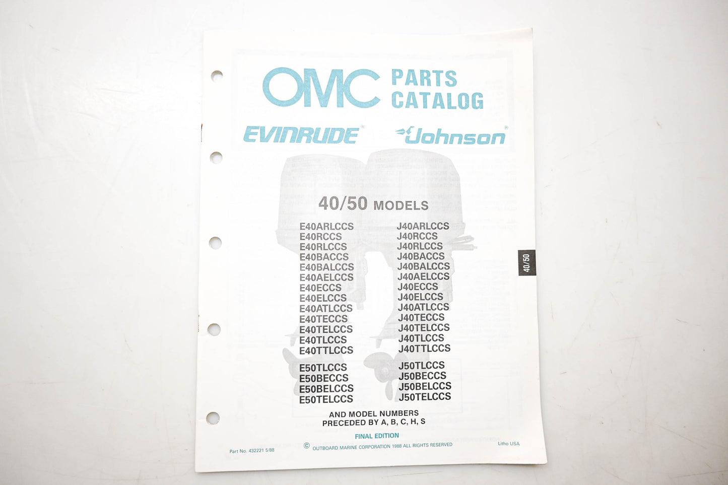 OMC 432221 Parts Catalog 40/50 Models