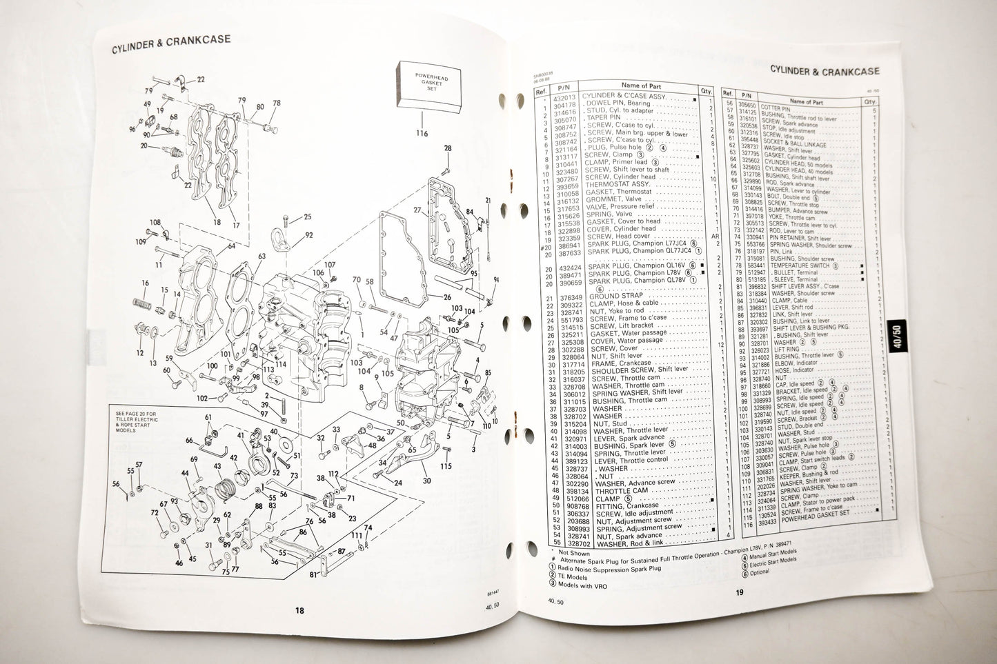 OMC 432221 Parts Catalog 40/50 Models