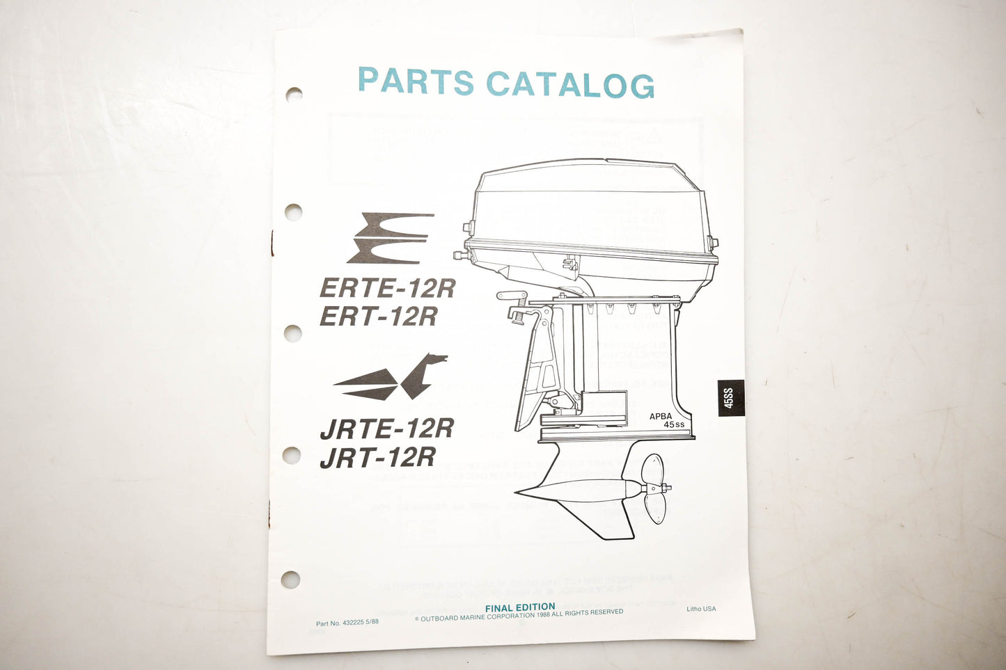 OMC 432225 Parts Catalog ERTR-12R ERT-12R JRTE-12R JRT-12R