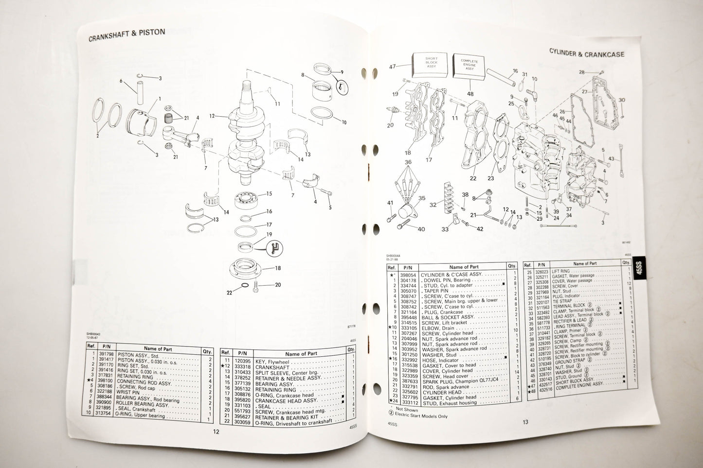 OMC 432225 Parts Catalog ERTR-12R ERT-12R JRTE-12R JRT-12R
