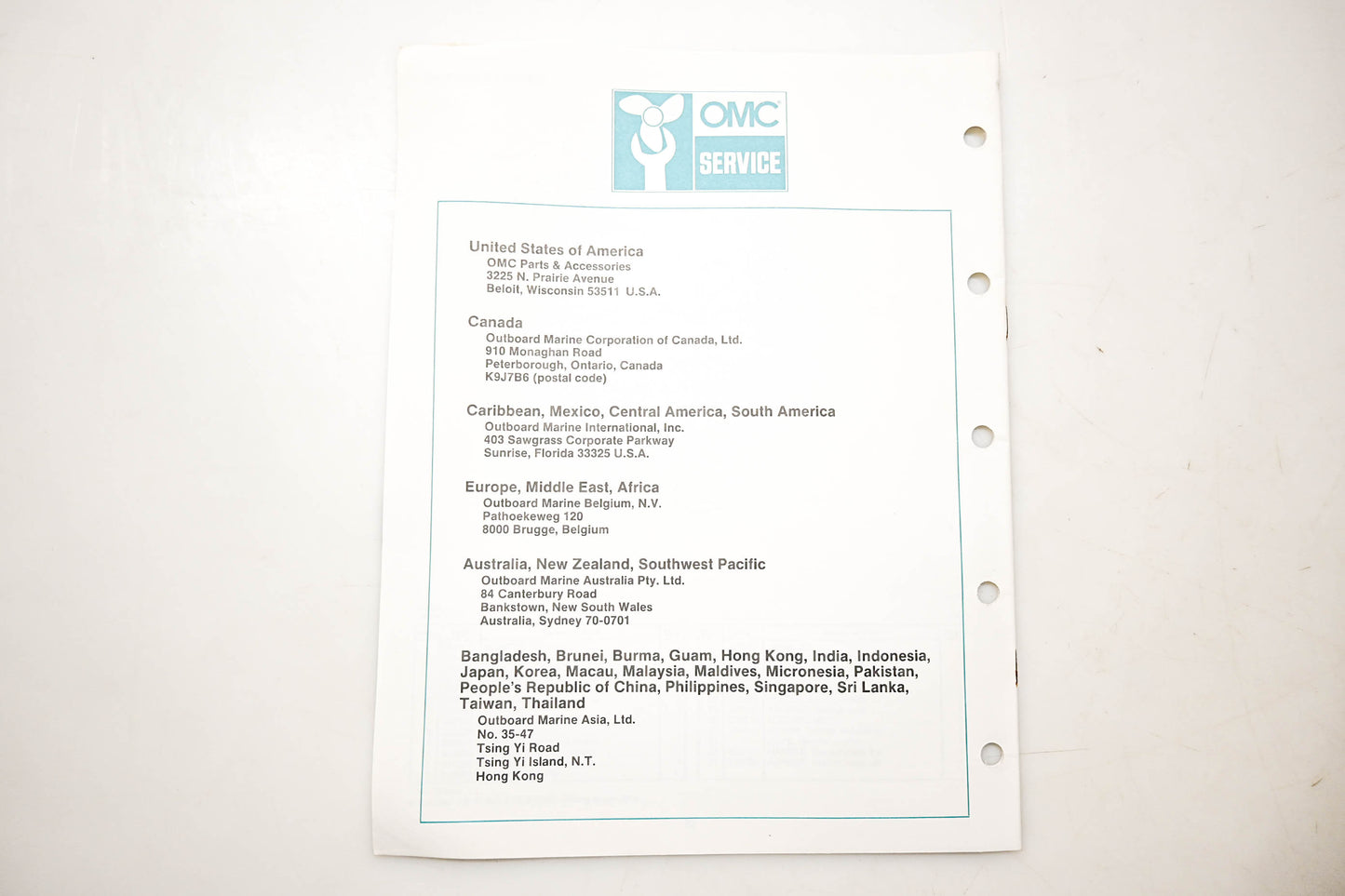 OMC 432225 Parts Catalog ERTR-12R ERT-12R JRTE-12R JRT-12R