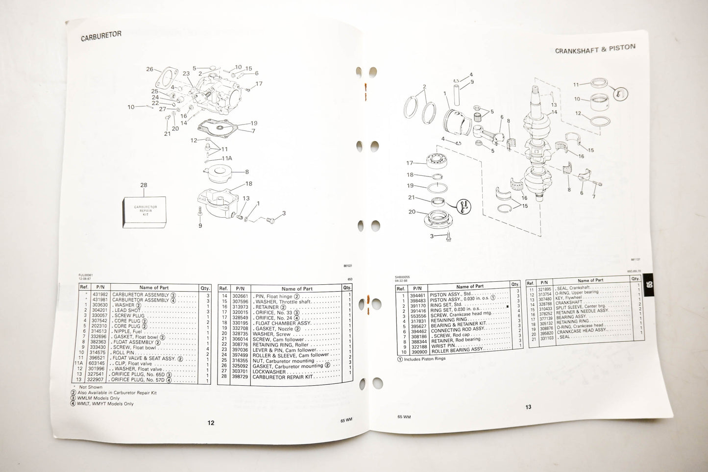 OMC 432226 Parts Catalog 65 Commercial Models
